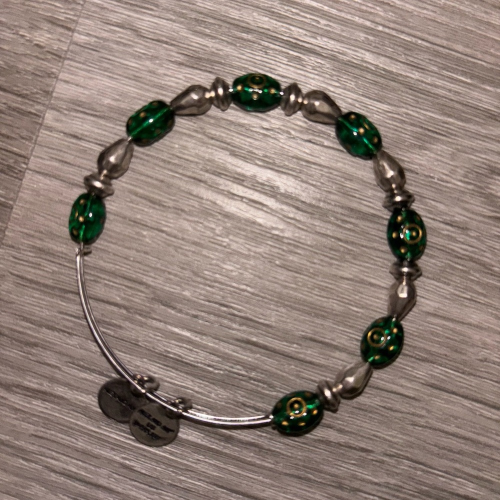Alex and Ani Green and Silver Beaded Bracelet